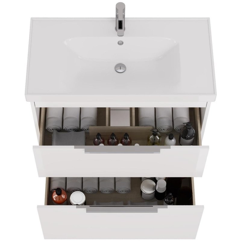 Тумба с раковиной Dreja Prime 90 подвесная, белый глянец