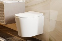 Унитаз подвесной Abber Bequem AC1102TMW безободковый, с микролифтом, матовый белый