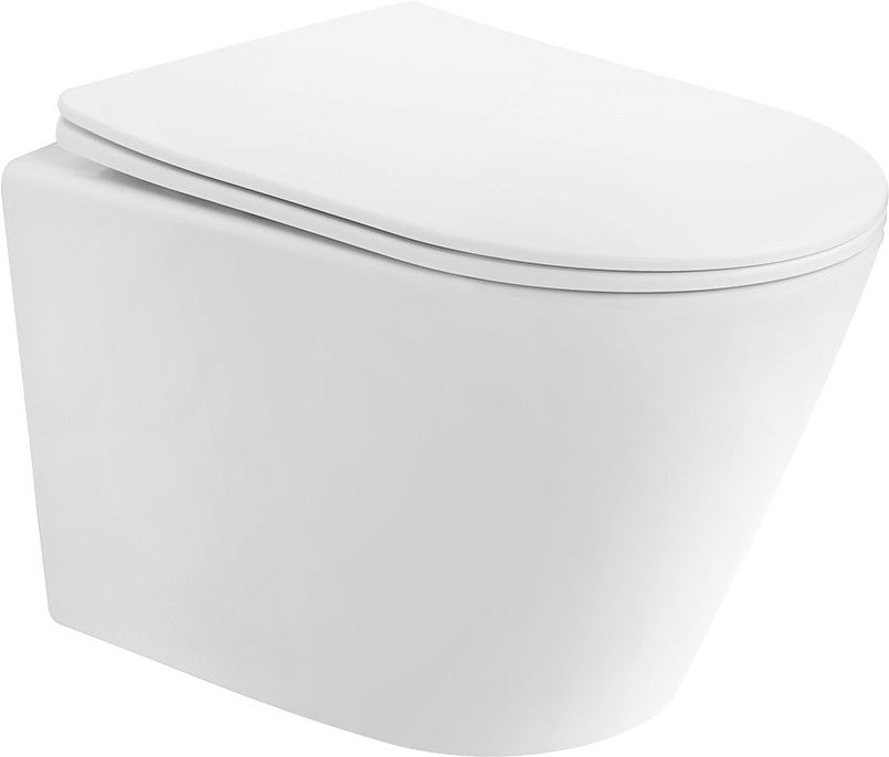 Унитаз подвесной Abber Bequem AC1102TMW безободковый, с микролифтом, матовый белый