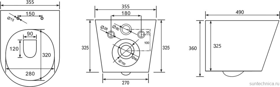 Унитаз подвесной Abber Bequem AC1102TMW безободковый, с микролифтом, матовый белый