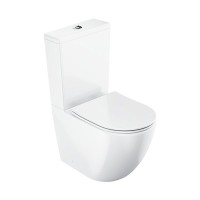 Унитаз-компакт напольный Ravak Optima RimOff Combi безободковый, сиденье с микролифтом, белый
