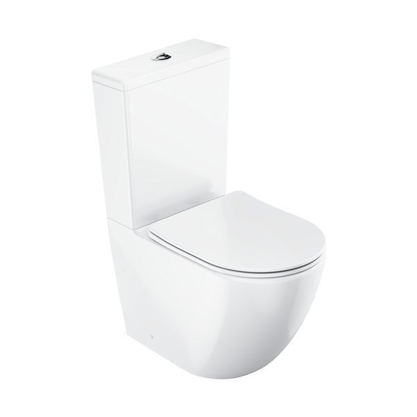 Унитаз-компакт напольный Ravak Optima RimOff Combi безободковый, сиденье с микролифтом, белый