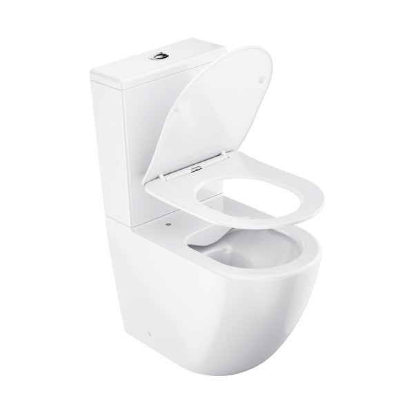 Унитаз-компакт напольный Ravak Optima RimOff Combi безободковый, сиденье с микролифтом, белый