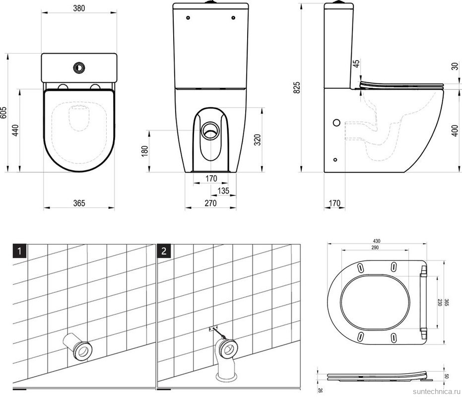 Унитаз-компакт напольный Ravak Optima RimOff Combi безободковый, сиденье с микролифтом, белый