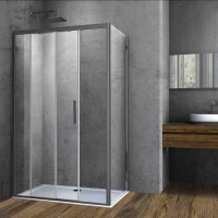 Душевой уголок Vincea Soft VSR-3SO8012CLGM 120х80, профиль вороненая сталь, стекло прозрачное