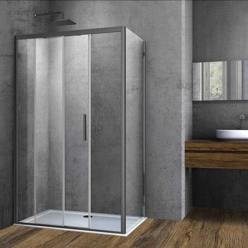 Душевой уголок Vincea Soft VSR-3SO8012CLGM 120х80, профиль вороненая сталь, стекло прозрачное