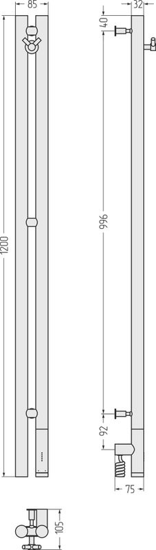 Полотенцесушитель электрический Сунержа Нюанс 3.0 120 см сатин, R