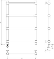 Полотенцесушитель электрический Secado Флоренция 1 80x55 см, подключение слева, глянцевый хром, лесенка