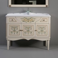 Тумба с раковиной Belux Верди 105 напольная, слоновая кость, принт верди