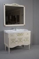 Тумба с раковиной Belux Верди 105 напольная, слоновая кость, принт верди