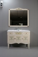 Тумба с раковиной Belux Верди 105 напольная, слоновая кость, принт верди