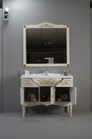 Тумба с раковиной Belux Верди 105 напольная, слоновая кость, принт верди