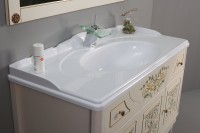 Тумба с раковиной Belux Верди 105 напольная, слоновая кость, принт верди