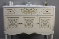 Тумба с раковиной Belux Верди 105 напольная, слоновая кость, принт верди