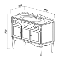 Тумба с раковиной Belux Верди 105 напольная, слоновая кость, принт верди