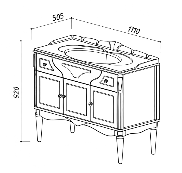 Тумба с раковиной Belux Верди 105 напольная, слоновая кость, принт верди