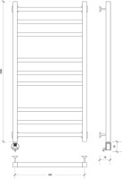 Полотенцесушитель электрический Secado Корато 3 , 105x55 см, подключение слева, матовый черный, лесенка