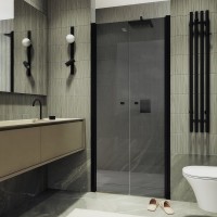 Душевая дверь в нишу Maybahglass MGD-443-6 99 см, профиль матовый черный, стекло графит
