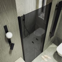Душевая дверь в нишу Maybahglass MGD-443-6 99 см, профиль матовый черный, стекло графит