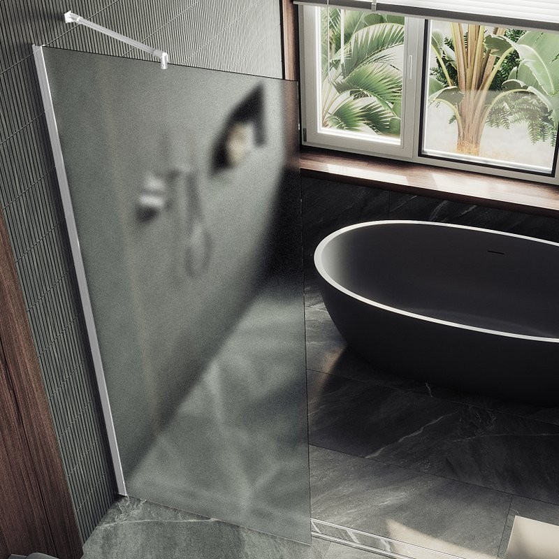 Душевая перегородка Maybahglass MGD-688-1ш 119 см, профиль белый, стекло сатин