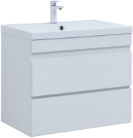 Тумба с раковиной Aquanet Нота new 75 подвесная, белая глнцевая