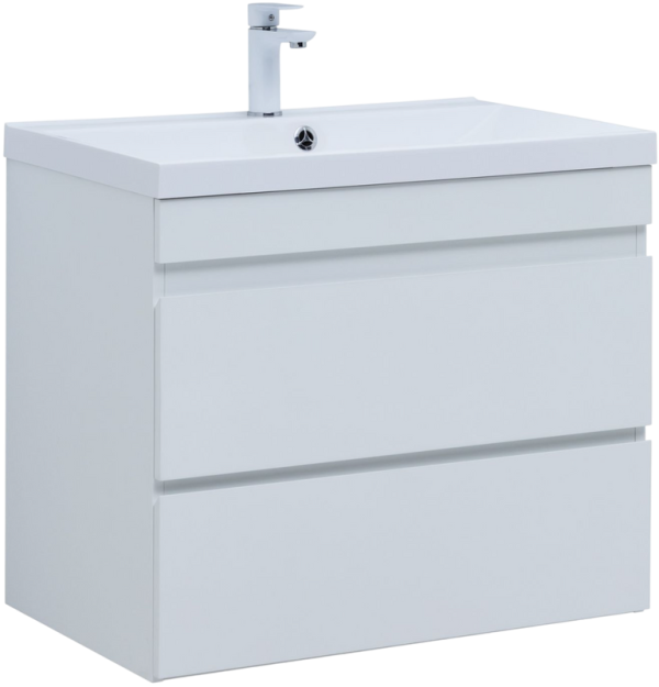 Тумба с раковиной Aquanet Нота new 75 подвесная, белая глнцевая