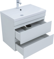 Тумба с раковиной Aquanet Нота new 75 подвесная, белая глнцевая