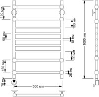 Полотенцесушитель электрический Secado Флоренция 4 105x55 см, подключение слева, бронза, лесенка, латунь