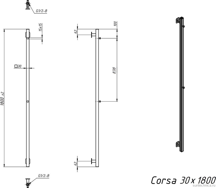 Полотенцесушитель электрический Grota Corsa 3х180