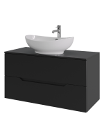 Тумба с раковиной Orange Line 100 подвесная, 2 ящика, матовая черная с раковиной B08-585w