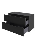 Тумба с раковиной Orange Line 100 подвесная, 2 ящика, матовая черная с раковиной B08-585w