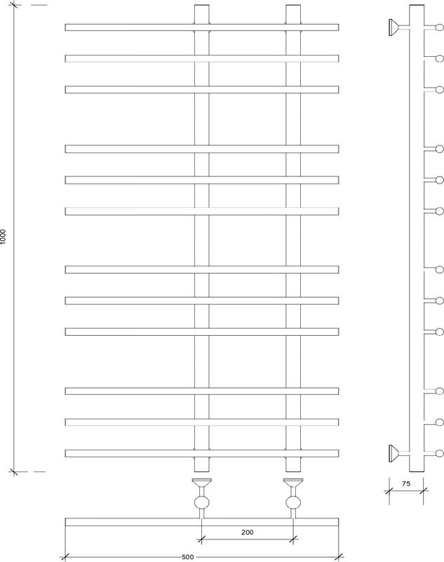 Полотенцесушитель водяной Secado Турин 3 100x55 см, матовый черный, лесенка