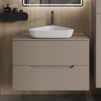 Тумба с раковиной Orange Line 80 подвесная, 2 ящика, матовый латте с раковиной B07-500W