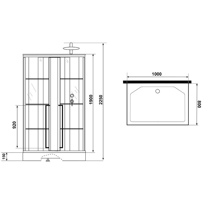 Душевая кабина Niagara Standart ST100/80/15QR/KL/BKT 100x80, R