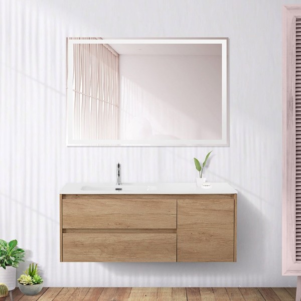 Мебель для ванной комнаты BelBagno Kraft 120 L, 2 ящика, дверца, rovere nebrasca nature