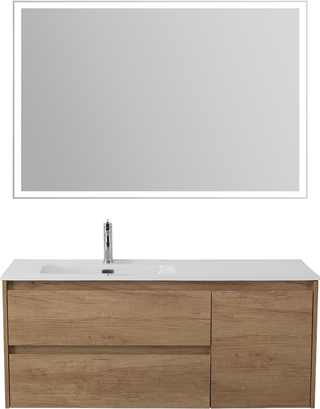 Мебель для ванной комнаты BelBagno Kraft 120 L, 2 ящика, дверца, rovere nebrasca nature