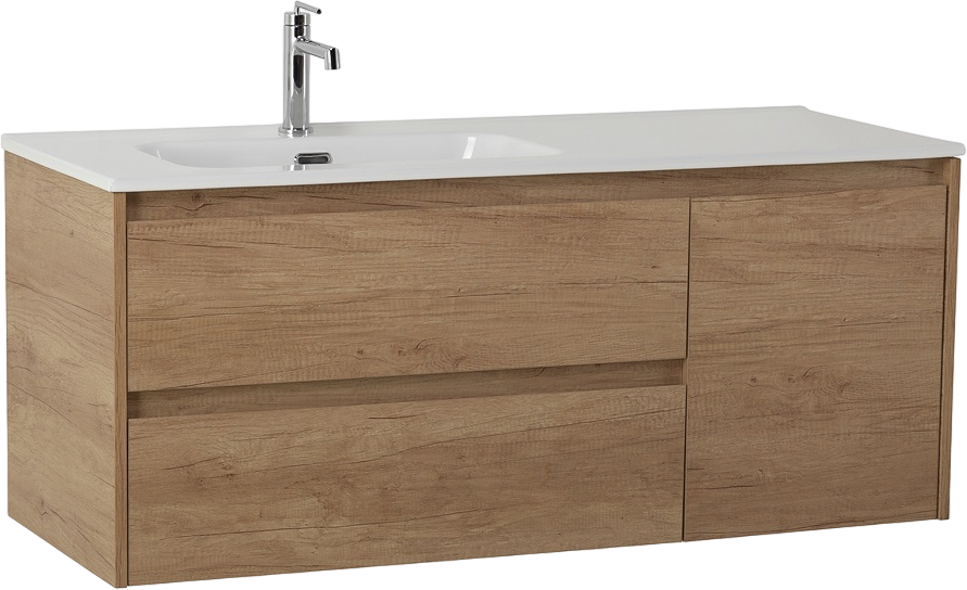 Мебель для ванной комнаты BelBagno Kraft 120 L, 2 ящика, дверца, rovere nebrasca nature