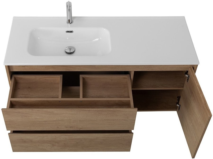 Мебель для ванной комнаты BelBagno Kraft 120 L, 2 ящика, дверца, rovere nebrasca nature