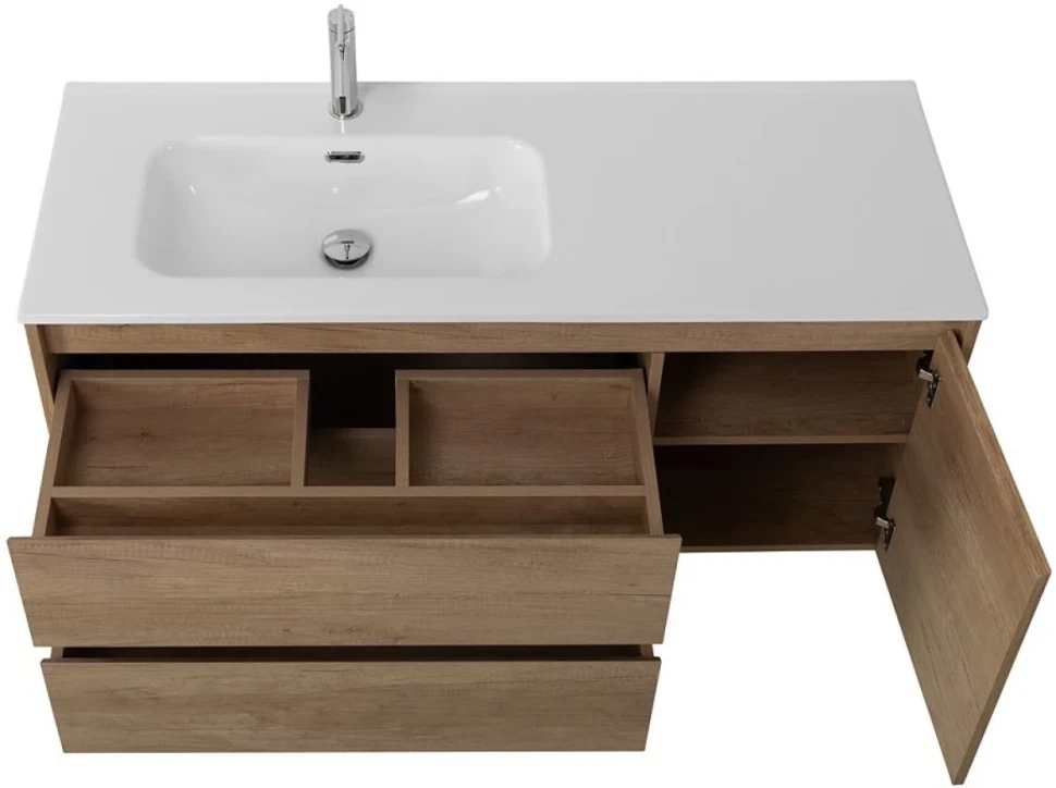 Мебель для ванной комнаты BelBagno Kraft 120 L, 2 ящика, дверца, rovere nebrasca nature