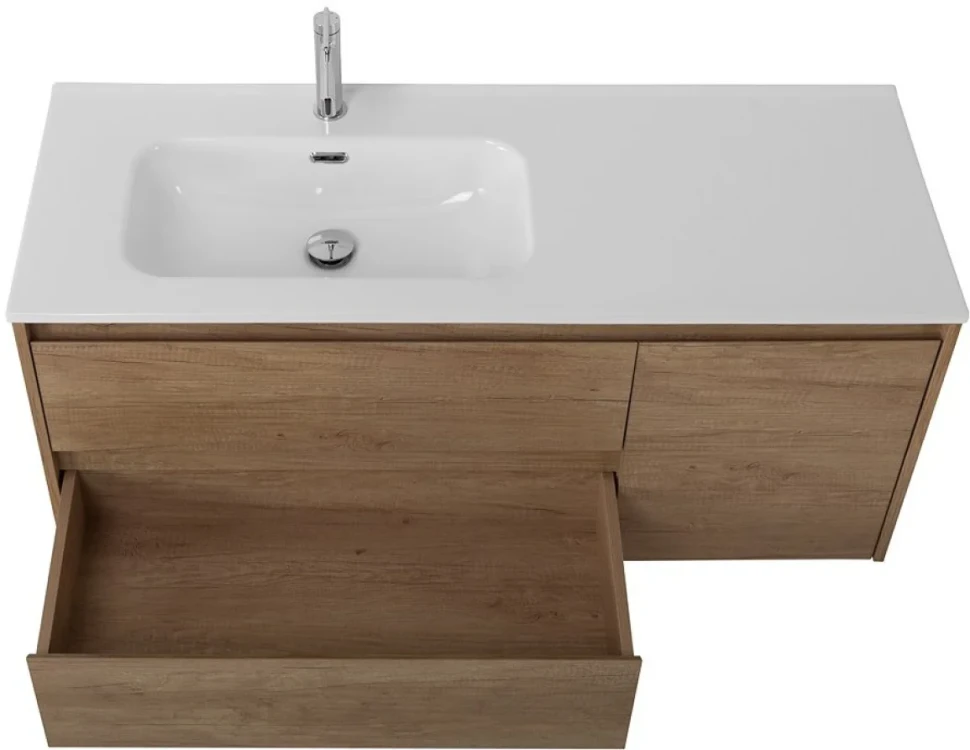 Мебель для ванной комнаты BelBagno Kraft 120 L, 2 ящика, дверца, rovere nebrasca nature