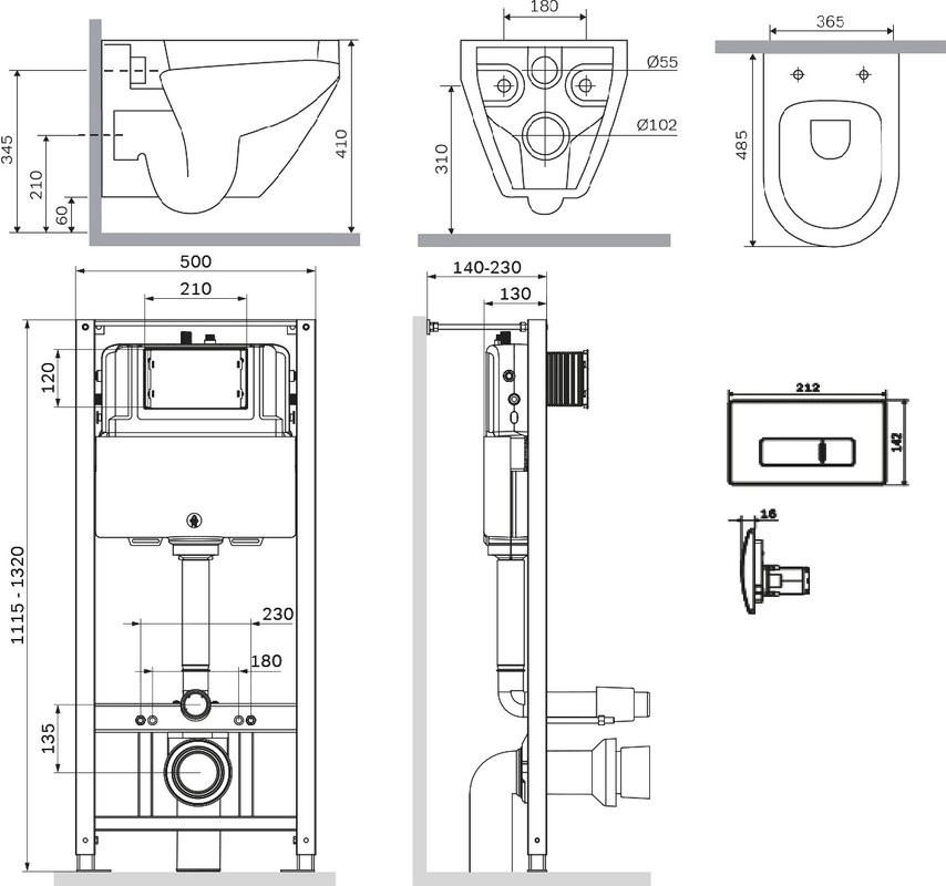Комплект 5 в 1 AM.PM Spirit V2.0 IS48001.701700 с сиденьем микролифт