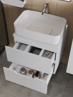 Мебель для ванной комнаты Orange Line 60 подвесная, 2 ящика, матовая белая с раковиной B07-600W