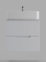 Мебель для ванной комнаты Orange Line 60 подвесная, 2 ящика, матовая белая с раковиной B07-600W