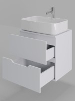 Мебель для ванной комнаты Orange Line 60 подвесная, 2 ящика, матовая белая с раковиной B07-600W