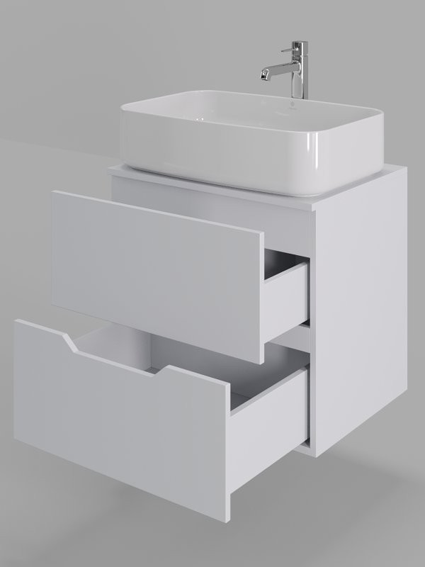 Мебель для ванной комнаты Orange Line 60 подвесная, 2 ящика, матовая белая с раковиной B07-600W