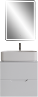 Мебель для ванной комнаты Orange Line 60 подвесная, 2 ящика, матовая белая с раковиной B07-600W
