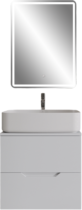 Мебель для ванной комнаты Orange Line 60 подвесная, 2 ящика, матовая белая с раковиной B07-600W