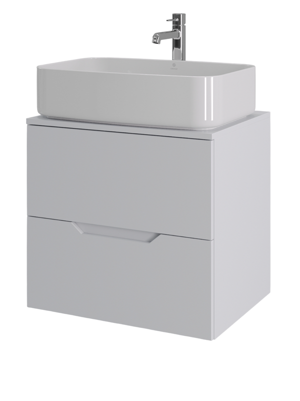 Мебель для ванной комнаты Orange Line 60 подвесная, 2 ящика, матовая белая с раковиной B07-600W