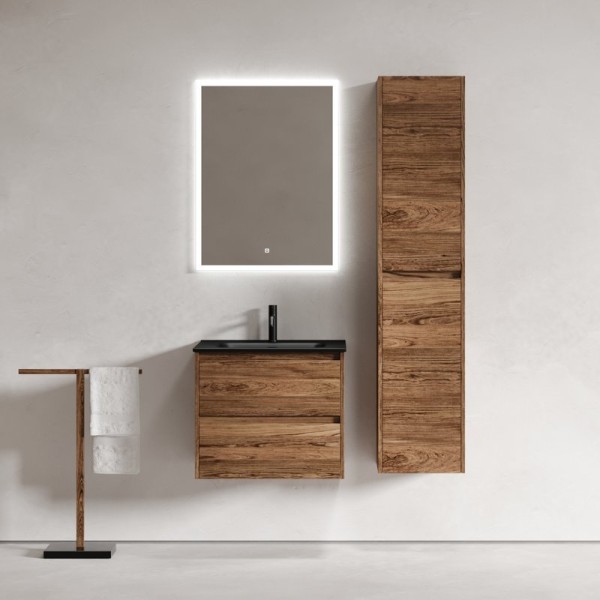 Мебель для ванной комнаты Sancos Libra 60 см дуб чарльстон, черная раковина