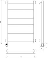 Полотенцесушитель электрический Secado Корато 1 L 85x55 см, подключение слева, хром, лесенка